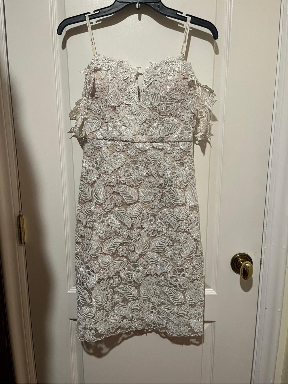 Soieblu Strapless Lace Cocktail Dress in Ivory